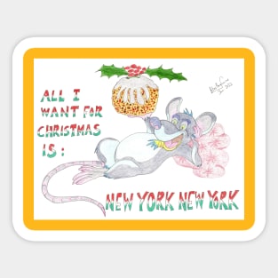 Fat Rat enjoys Christmas in New York Sticker